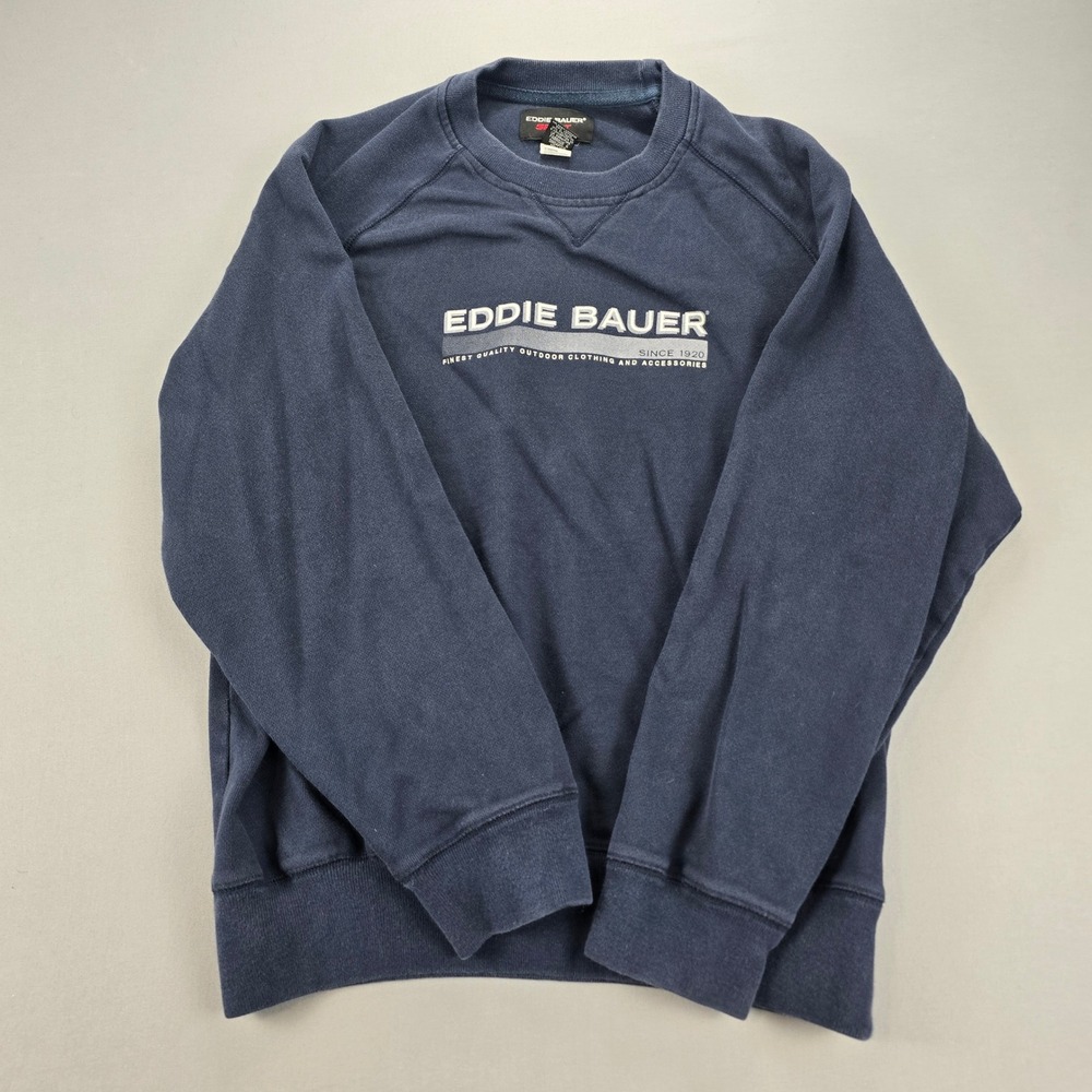 Eddie Bauer Sport Mens Navy Blue Raglan Sleeve Graphic Logo Sweatshirt S 2784